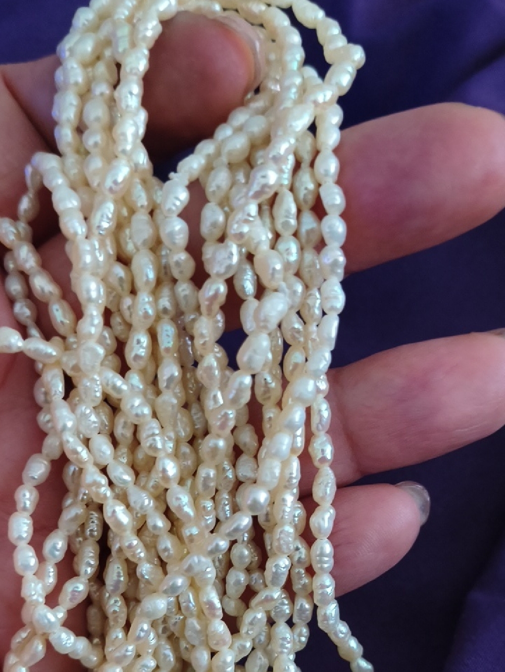 Beautiful Vintage 6 Strand Rice Pear Necklace With Hematite And Crystal Closure - Picture 2 of 6